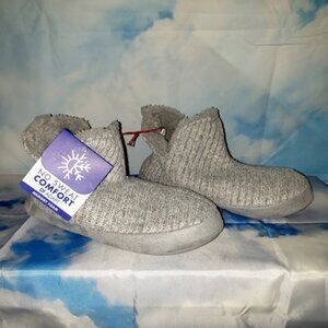 Dearfoam GRAY In/Out Memory No Sweat Comfort Foam Slippers M 7-8 NEW
